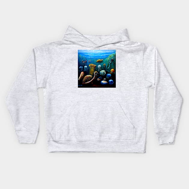 Sea creatures #4 Kids Hoodie by endage